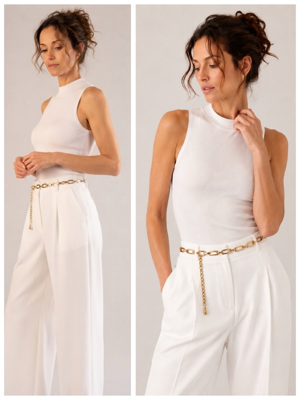 VTG Gold Geometric Link Chain Belt | Adjustable Waist Accessory